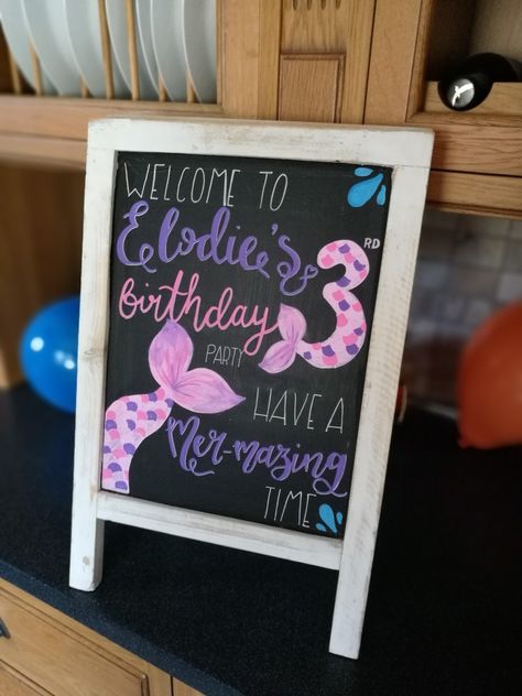 Mermaid Birthday Party Signs, Mermaid Birthday Chalkboard Sign, Mermaid Chalkboard Art Birthday, Mermaid Birthday Sign Diy, Mermaid Birthday Sign, Mermaid Chalkboard Art, Mermaid Chalkboard, Emily Windsnap, Aurora Party