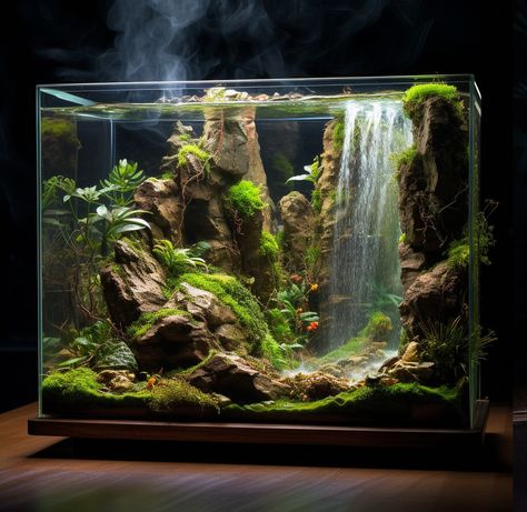 Aquarium Layout, Aquascape Ideas, Zen Aquarium Ideas, Aquascape Aquarium Ideas, Large Aquascape Aquarium, Aquarium And Plant Room, Aquarium Ideas, Cube Paludarium, Dragonstone Aquascape