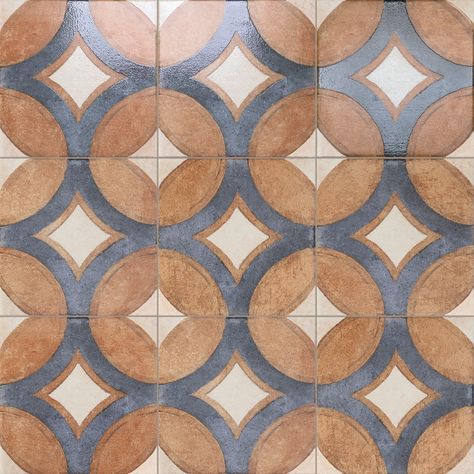 Angela Harris Mediterra Circles Terracotta 8x8 Matte Porcelain Tile Arch Tile Design, Kitchen Pattern Tiles, Modern Mediterranean Tile, Terra Cotta Shower Tile, Home Depot Kitchen Backsplash, Italian Tile Bathroom, Kitchen Tile Ideas Floor, Spanish Backsplash Kitchen, Zia Tile Bathroom