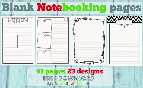 Free Blank #Notebooking Pages by A Muslim Homeschool Notebooking Pages Free, Teacher Worksheets Printables, Notebooking Homeschool, Notebooking Pages, Student Planner Printable, Child Education, School Plan, Unit Studies, Homeschool Life