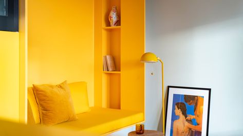 Yellow Apartment, Storage Walls, Multifunctional Room, Stockholm Apartment, Swedish Apartment, Old Apartments, Small Entryways, Multipurpose Furniture, Design Competitions