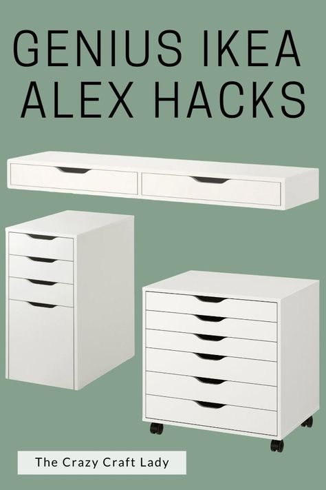 Furniture Projects, Creative DIYs, and Tutorials - The Crazy Craft Lady Ikea Alex Desk, Ikea Craft Room, Ikea Alex Drawers, Ikea Desk Hack, Desk Hacks, Ikea Office, Ikea Crafts, Ikea Alex, Ikea Desk