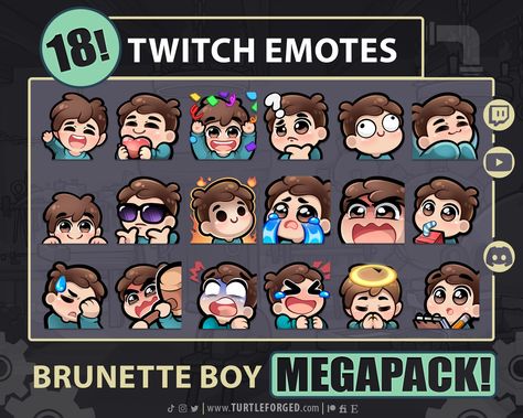 Male Emotes Twitch, Twitch Assets, Emote Twitch, Emotes Twitch, Brown Hair Brown Eyes, Twitch Emotes, Gesture Drawing, Cartoon Man, Hair Brown