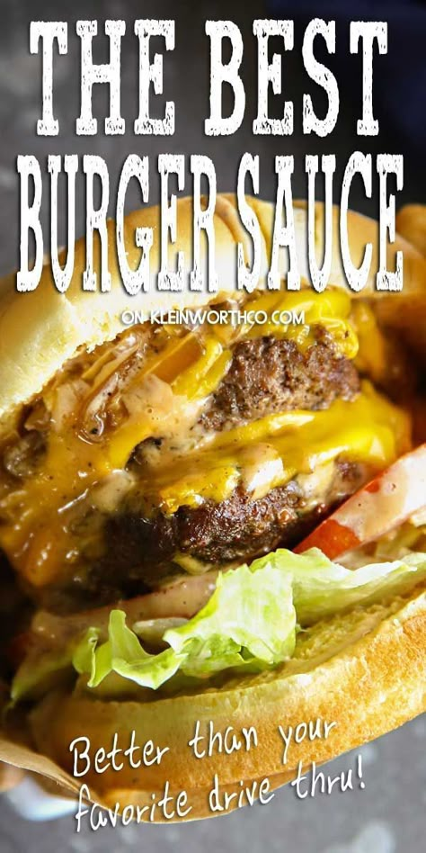 Best Burger Sauce on a Double Caramelized Onion Burger is the best thing you’ll ever eat. Delicious over the top juicy burger loaded with all the good stuff. Caramelized Onion Burger, Best Burger Sauce, Recipe Using Zucchini, Hamburger Sauce, Burger Sauces Recipe, Juicy Burger, Best Burger Recipe, Onion Burger, The Best Burger