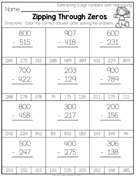 3 Digit Subtraction Worksheets, 3 Digit Math Worksheets, 2nd Grade 3 Digit Subtraction With Regrouping, Subtraction With Regrouping Across Zeros, Grade 2 Subtraction Worksheet, Triple Digit Subtraction With Regrouping, 2nd Grade Math Worksheets Free Addition And Subtraction, Math For Third Grade, Second Grade Subtraction Worksheets