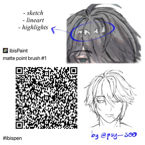 Highlight Pen Ibispaint, Manhwa Brush Ibis, Ibispaintx Brushes Highlights, Ibispaintx Brushes Gacha Life, Ibis Paint Brush Code Manhwa, Facial Hair Brush Ibis Paint, Highlights Brush Ibispaint, Ibis Paint X Brushes Qr Code Jewelry, Messy Brush Ibis Paint