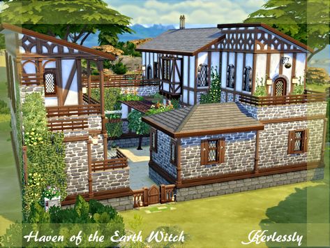 Witch Games, Earth Witch, Lotes The Sims 4, Sims 4 House Plans, Sims 4 House Building, Sims Ideas, Sims 4 House Design, Casas The Sims 4, Sims Building