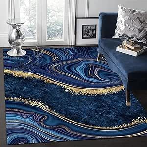 Durable Carpet, Luxury Marble, Rug Abstract, Printed Carpet, Bedroom Area Rug, Large Carpet, Area Carpet, Blue Marble, Glass Cleaner