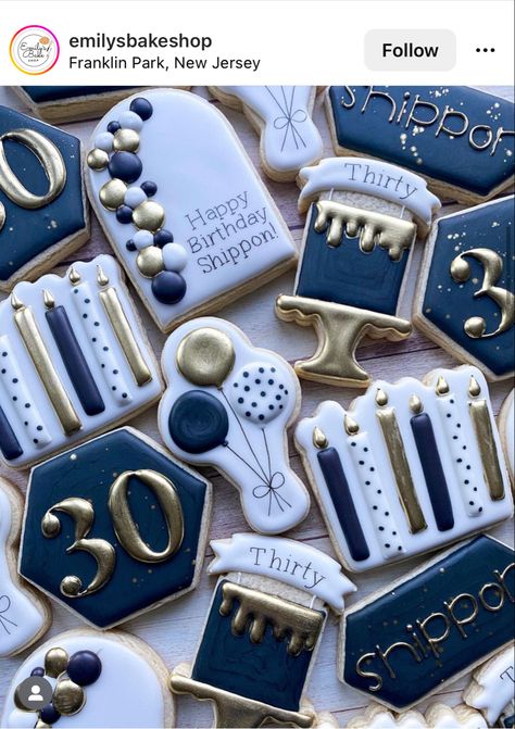 25th Birthday Cookies Men, Black And Gold 30th Birthday Cookies, Elegant Birthday Cookies For Women, 21st Birthday Cookies Decorated For Guys, Navy Blue Cookies Decorated, 75 Year Old Birthday Cookies, Thirtieth Birthday Cookies, 30th Birthday Royal Icing Cookies, 35 Birthday Cookies