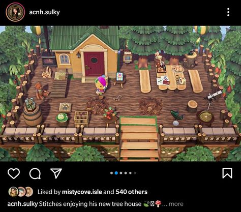 Animal Crossing Tree House, Acnh Treehouse, Animal Crossing Tree, Jungle Resort, Qr Codes Animal Crossing, Acnh Ideas, Animal Crossing Qr, Game Inspiration, Qr Codes