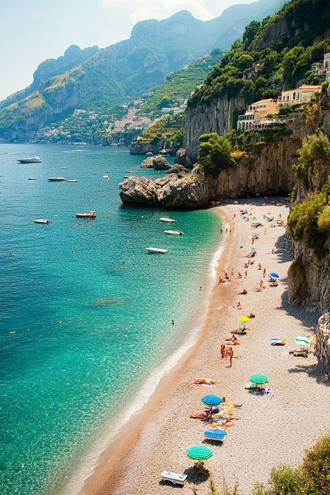 Discover the Stunning Beaches of the Amalfi Coast, Italy 🏖✨ Relax on the picturesque beaches of the Amalfi Coast, where dramatic cliffs meet crystal-clear waters. Enjoy charming coastal towns, delicious Italian cuisine, and breathtaking views for an unforgettable beach escape. 🌿🌞 #AmalfiCoast #ItalianBeaches #BeachEscape #TravelInspiration Italy Beach Aesthetic, Amalfi Beach, Amalfi Coast Beaches, Italy Coast, Italy Sea, Italy Beach, Italian Beaches, Italy Beaches, Italian Coast