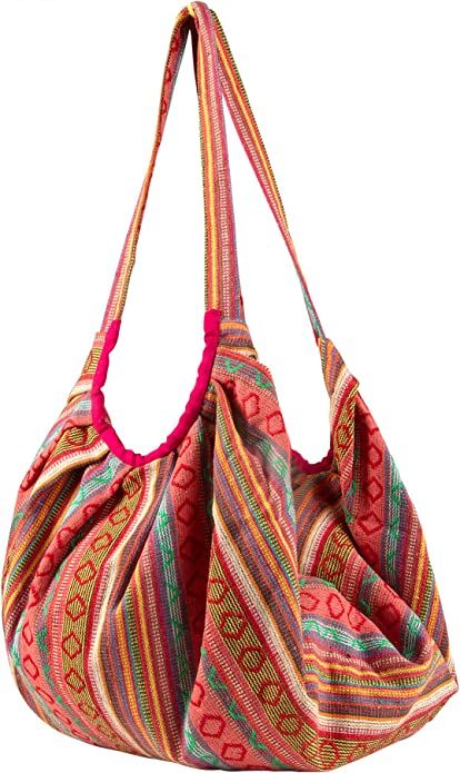 AmazonSmile: Tribe Azure Jacquard Cotton Shoulder Banana Style Fashion Travel Canvas Tote Bag Hobo Style Casual Market Purse Handbag (Pink) : Clothing, Shoes & Jewelry Leather Hand Bags For Women, Travel Canvas, Cotton Handbag, Travel Tote Bag, Hobo Style, Handbags Casual, Canvas Handbags, Boho Bag, Travel Tote