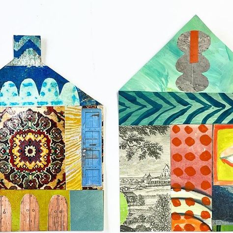 Jennifer Wilkin Penick on Instagram: ". collage houses Collage + Care + Community   I’m looking forward to the free collage workshop that my friend @anjelika and I are leading on May 11th in honor of Wold Collage Day … and on behalf of @georgetownartsandhumanities.   It’s called “Collage + Care + Community” and if you get on the waitlist over at Eventbrite.com, we plan to email everyone the zoom link to join us.  We’ll all be making painted paper and then using it to make house collages … together.  Let’s grow our collage community and show ourselves a little TLC by taking a low-key art break." Houses Collage, Collage Houses, Collage Community, Collage House, Collage Workshop, House Collage, Collage Architecture, Free Collage, Art 2023