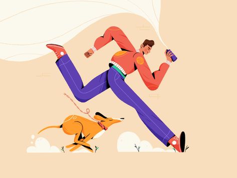 Fast Illustration, Vector Illustration People, Person Running, Fun Walk, Illustration Animation, Character Design Sketches, Freedom Design, Wall Drawing, Sport Illustration