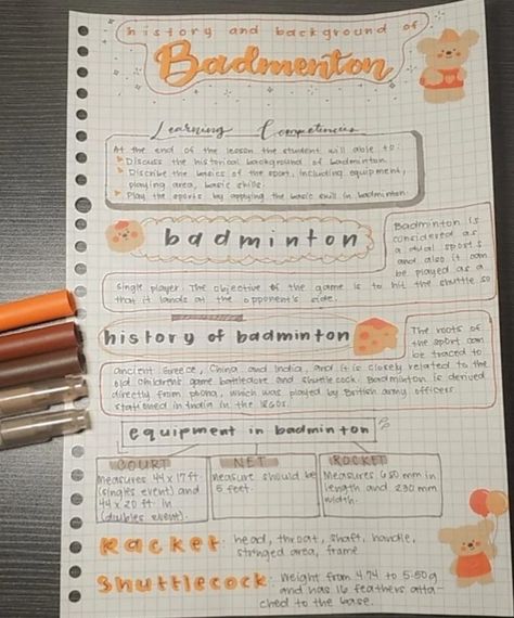 Physical Education sports Badminton notes Sport Science Notes, Physical Education Notes, Sports Badminton, Physics Projects, Notes Inspo, Organization Notes, Project Cover Page, Brown Theme, Revision Notes