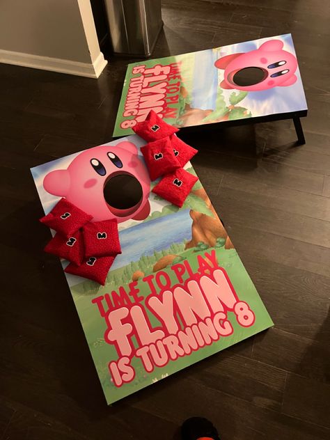 Kirby Birthday Party Games, Diy Kirby Birthday Party, Kirby Themed Birthday, Kirby Party Games, Kirby Party Ideas, Nintendo Switch Birthday Party Games, Kirby Birthday Party Ideas, Kirby Birthday Party Decorations, Kirby Birthday