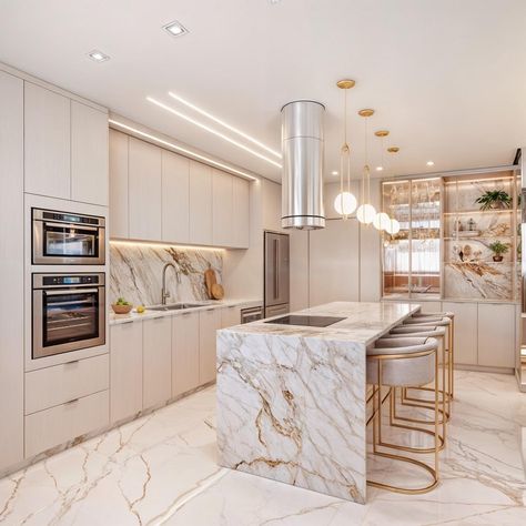 Modern Kitchen Design Luxury 2020, Kitchen Ideas Modern Luxury, Modern Kitchen Interiors, Kitchen Design Modern White, Kitchen Interior Design Modern, Kitchen Farmhouse, White Modern Kitchen, House Design Kitchen, Luxury Kitchen Design