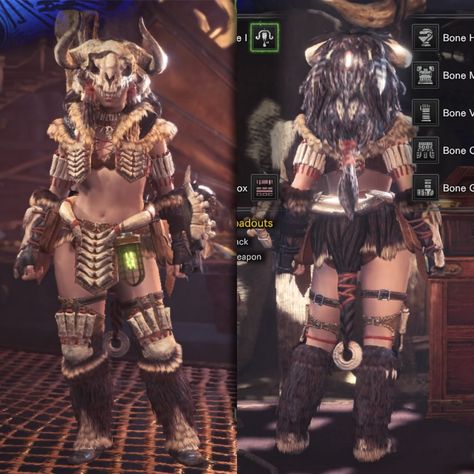 Monster Hunter: World — BONE ARMOR  Best image I could get of the backside Monster Hunter Bone Armor, Monster Hunter Armor Sets, Monster Hunter World Armor, Monster Hunter Oc, Monster Hunter Cosplay, Barbarian Costume, Skyrim Armor, Bone Armor, Monster Hunter Art