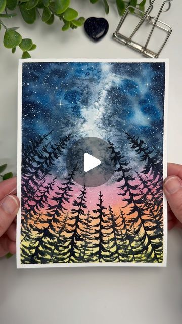 melodysweetart on Instagram: "Kosher salt galaxy 🤩⭐️✨  Inspired by @proximae.artistry ➡️ Stunning Watercolor Skies  #watercolor #watercolorart #watercolorartist #watercolorpainting #watercolorgalaxy #watercolortrees #watercolorsky #watercolorlearning #artistssupportingartists" Watercolor Skies, Watercolor Sky, Watercolor Galaxy, Watercolor Tree, Galaxy Painting, Watercolor Trees, March 21, Watercolor Techniques, Watercolor Artist