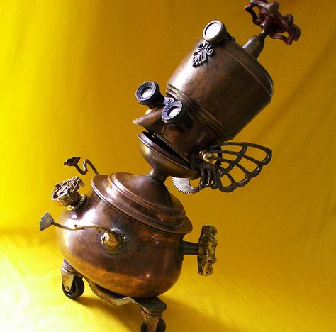 robot assemblage sculpture * PROFESSOR PORTLY - The Endlessly Curious Seeker Of Wisdom And Truth Steampunk Robot | by Reclaim2Fame Robot Assemblage, Steampunk Robots, Assemblage Sculpture, Recycled Robot, Steampunk Robot, Steampunk Gadgets, Art Steampunk, Robot Sculpture, Diesel Punk