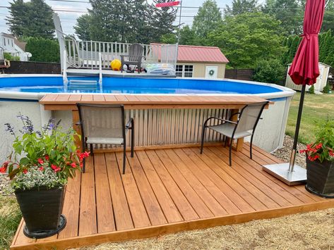 Large Yard Landscaping Ideas, Swimming Pool With Deck, Pool With Deck, Large Yard Landscaping, Recycling Furniture, Decks Around Pools, Pool Ideas On A Budget, Pool Deck Plans, Best Above Ground Pool