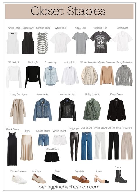 How to Build a Staple Wardrobe - Penny Pincher Fashion Casual Edgy Capsule Wardrobe, Womens Capsule Wardrobe 2024, Key Pieces For Wardrobe, Staple Pieces For Wardrobe, Key Wardrobe Pieces, Edgy Capsule Wardrobe, Building A Wardrobe, Minimalist Wardrobe Capsule, Penny Pincher Fashion