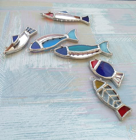 Stained glass fish earrings and pedants