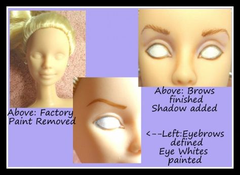 In this article I will give you a brief over view of  doll repainting and how to repaint a doll. I will show you some beautiful repainted Barbies and other dolls, so you have an idea what can be done with practice and hard work. Repainting Barbie Faces, How To Repaint Barbie Face, Barbie Reroot, Doll Repaint Tutorial, Doll Restoration, Doll Customizing, Repainted Dolls, Custom Outfits, Custom Barbie