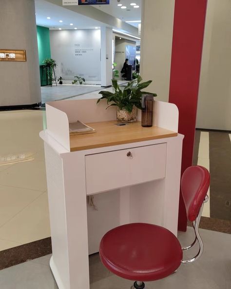 Mini nail salons led reception desk from Ustorefurniture.com #receptiondesk #interiordesign #storefurniture #salon #beautysalon Mini Nail Salon, Led Reception Desk, Small Reception Desk, Small Reception, Salon Interior Design, Dark Phone Wallpapers, Nail Salons, Reception Desk, Lash Extensions