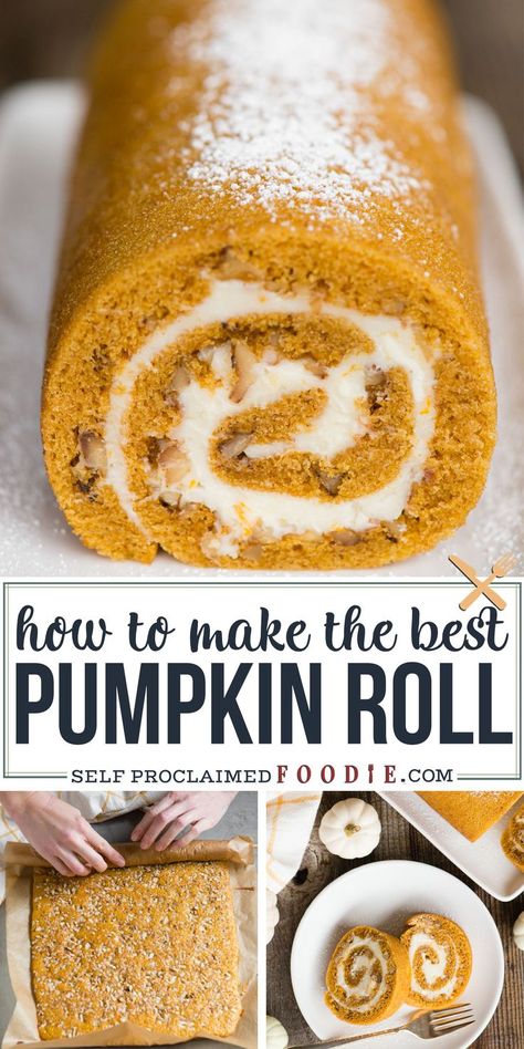 Pumpkin Logs Recipe, Pumpkin Pie Roll Recipe, Walnut Pumpkin Cake Roll, Pumpkin Rolls Recipe Easy, Pumpkin Roll Cream Cheese Filling, Pumpkin Cheese Roll, Pumpkin Cream Cheese Roll Recipe, Pumpkin Roll With Box Cake, Pumpkin Rolls Easy