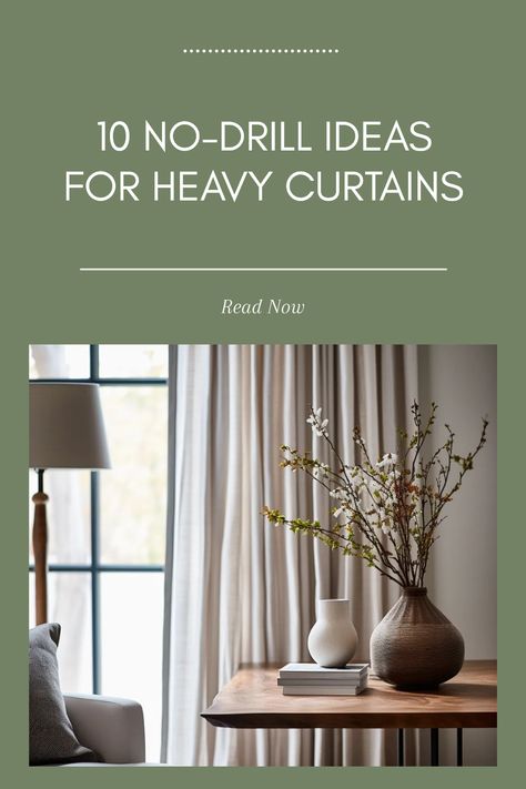 Want to hang heavy curtains without leaving a mark on your wall? Discover these 10 no-drill solutions that allow you to easily install fantastic curtains while protecting your space! From adhesive hooks to curtain tension rods, transforming your room has never been simpler. You'll love the elegance of heavy drapery without the stress of drilling holes. Perfect for renters or anyone looking to refresh their room without damaging walls. Got a decorating bug? Dive into these simple hanging methods and turn your windows into stunning focal points! Alternative To Curtain Rods, Hang Curtains Without Rods, Hanging Curtains Without Rods, Curtains Without Rods, Off Center Windows, How To Hem Curtains, Curtains Without Drilling, Hanging Drapes, Heavy Curtains