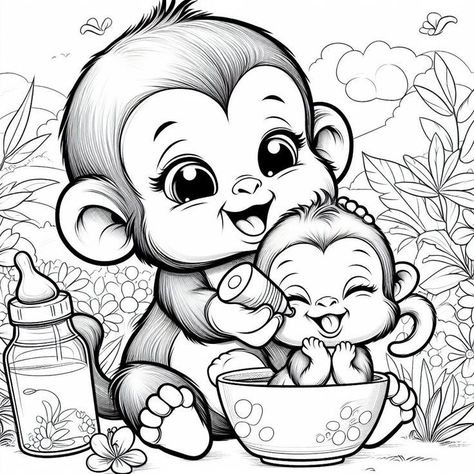 Monkey Coloring Pages, Snake Coloring Pages, Color Sheets, Valentine Coloring Pages, Kids Animals, Adult Coloring Designs, Detailed Coloring Pages, Unicorn Coloring Pages, Animal Coloring Books