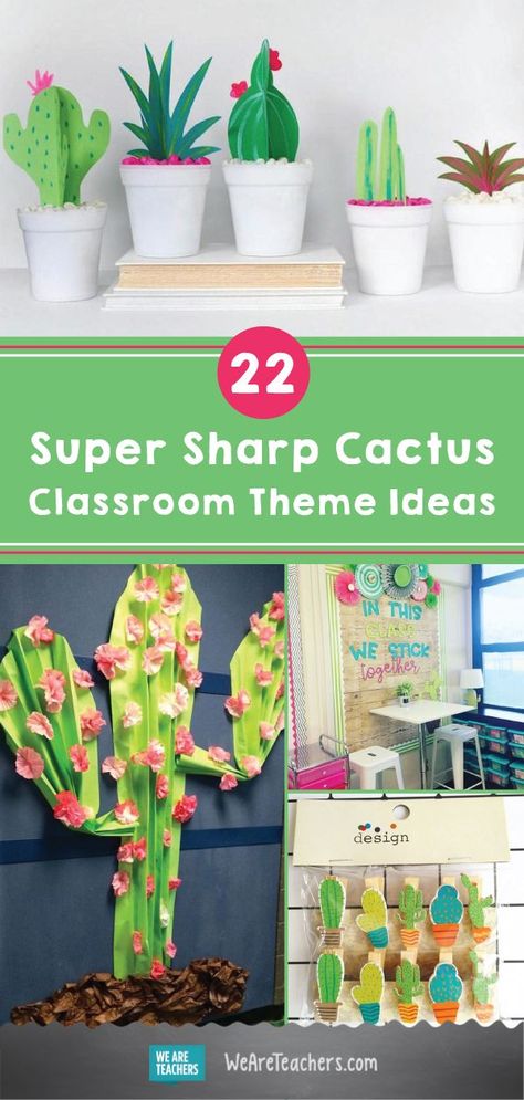 22 Super Sharp Cactus Classroom Theme Ideas. These fun crafts are perfect to use to decorate your classroom, or get your students involved in a project. #classroom #classroomdecor #teaching Cactus Classroom Theme, Classroom Theme Ideas, Cactus Classroom, Elementary Classroom Themes, Classroom Decor Middle, Succulent Theme, Middle School Classroom Decor, Classroom Decor High School, Diy Classroom Decorations