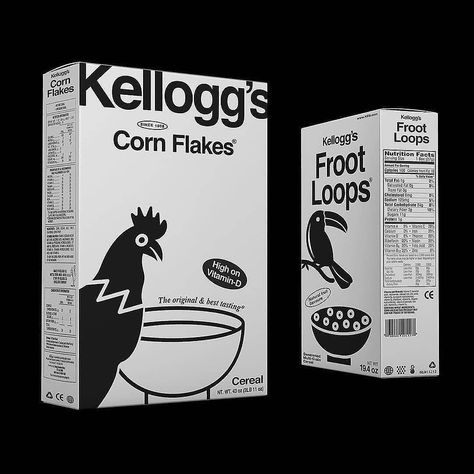 THEBRANDINGCOLLECTIVE® on Instagram: “Monochrome Brand Packaging Design Concept For ‘KELLOGG’S’ | 👉🏻 Have a QUESTION? 📩 DM us! — 👉🏻 Follow @thebrandingcollective for daily…” Black Packaging, Food Logo Design, Food Packaging Design, Packing Design, Logo Food, Beauty Packaging, Creative Packaging, Packaging Design Inspiration, 로고 디자인