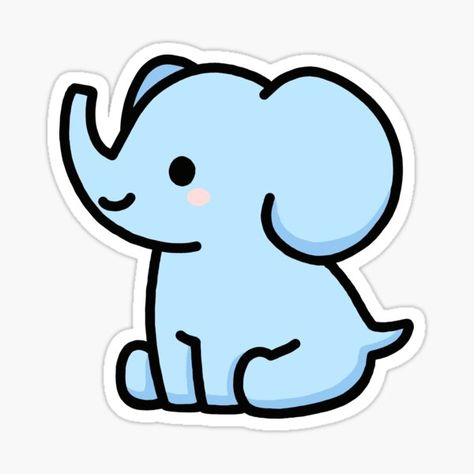 "Elephant" Sticker by littlemandyart | Redbubble Cute Things To Draw For Stickers, Cute Drawings Elephant, Drawing Ideas For Stickers, Littlemandyart Sticker, Cute Stickers Drawings, Stickers Drawing Ideas, Cute Sticker Ideas Easy, Aesthetic Elephant Drawing, Cute Drawings Animals