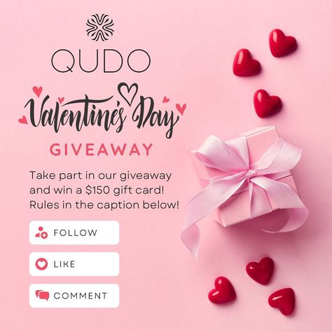 Qudo USA on Instagram: “GIVEAWAY TIME! Let your love pick your love with a gift card giveaway. We want to spread the love and all you have to do is make sure…” Giveaway Valentines Day, Valentines Giveaway, Nail Salon Design, Valentine's Week, Instagram Giveaway, Insta Post, Giveaway Time, Salon Design, Gift Card Giveaway