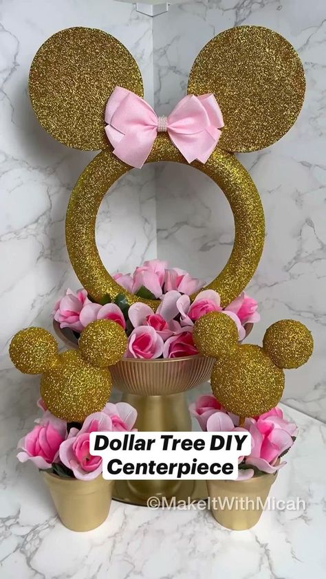 Pin on Dollar Tree DIYs Disney Centerpieces Diy, Minnie Mouse Birthday Centerpieces, Centerpieces For Kids Party, Dollar Tree Birthday Decorations, Dollar Tree Disney, Diy Minnie Mouse Party, Minnie Mouse Party Decor, Kids Party Centerpieces, Minnie Mouse Birthday Party Decorations