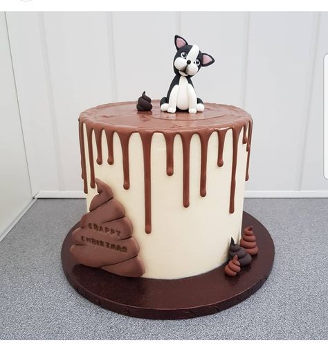 Boston Terrier Cake, Chocolate Drip Cake, Chocolate Drip, Drip Cake, Fondant Figures, Christmas Chocolate, Drip Cakes, Special People, Custom Cakes