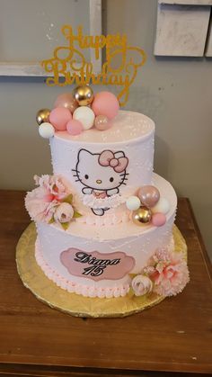 cake Cake With Hello Kitty, Big Hello Kitty Cake, Hello Kitty Birthday Cake 2 Tier, Hello Kitty Cakes Ideas, Diy Hello Kitty Cake, Pastel Hello Kitty Aesthetic, Hello Kitty Cakes Birthday, Hello Kitty Birthday Cake Ideas, Hello Kitty Cake Ideas Birthdays