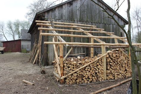 Round Timber Framing, Twig Projects, Log Structures, Log Shed, Wood Sheds, Wooden Storage Sheds, Shed Cabin, Wood Shed Plans, Firewood Shed