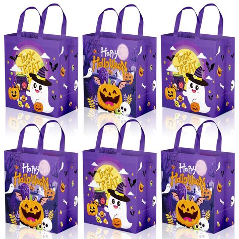 PRICES MAY VARY. 【Including Packaging - 6 Pieces】- 6 pcs Halloween trick or treat bags bulk, each one printed on both sides with different patterns. Vibrant colors and Halloween themed patterns make these Halloween treat bags eye-catching, and it meets your needs for gift wrapping and candy storage at the same time, exquisite enough to make a favor box that little girls and boys love. Whether it's during a wild Halloween celebration or in daily life, this Halloween goodie bag is perfect for ever Halloween Eve, Halloween Goodie Bags, Halloween Party Gifts, Non Woven Bags, Halloween Tote, Halloween Goodies, Halloween Party Favors, Halloween Party Costumes, Halloween Trick Or Treat