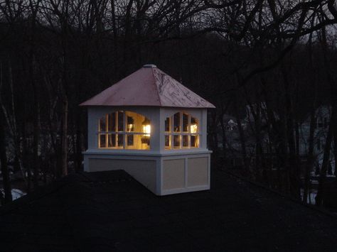 Copper Cupola with Lantern Cupola With Windows, Copper Cupola, Cupola Ideas, Exterior Cottage, Barn Cupola, Cottage Architecture, Car Barn, Pole Barns, Barn Renovation