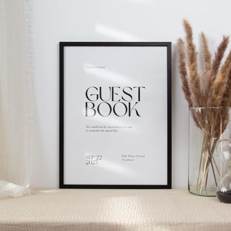 Guest Book Signage, Wedding Guestbook Sign, Wedding Guest Book Sign, Guest Book Sign, Wedding Guest Book, Canva Template, Wedding Invitation Templates, Guest Book, Custom Sign