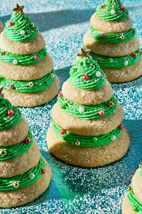 Sugar Cookie Tree Stacks with Cream Cheese Frosting Sugar Cookie Christmas Tree Stacked, Stackable Frosting For Sugar Cookies, Cream Cheese Sugar Cookie Frosting, Cream Cheese Cut Out Sugar Cookies, Sugar Cookie Tree, German Chocolate Brownies, Cookie Tree, Cream Cheese Sugar Cookies, Pecan Pie Easy