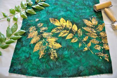 Gold Leaf Fabric, Gold Fabric Paint, Gold Leaf On Fabric, Surface Techniques On Fabric, Foiling On Fabric, Foil Printing On Fabric, Foil Print Fabric, Shibori Fabric, Foil Printing