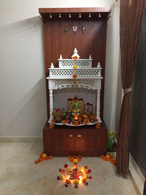 Puja Room In Hall, Marbel Mandir Design, Dev Ghar Design, Mandir Unit, Dev Ghar, Hall Room Design, Mandir Designs, Interior Design Kitchen Contemporary, Study Table Designs