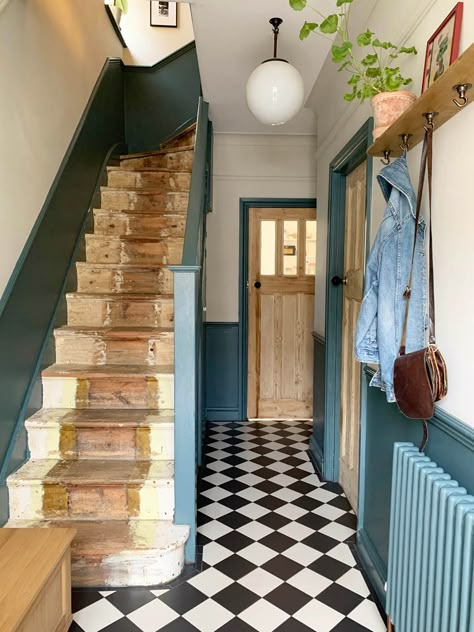 1930s hallway – Apartment Apothecary Victorian Terrace Entrance, 1930s Hallway Ideas Entrance Halls, Hallway 1930s House, 1930s House Staircase, 1930s Entrance Hall, Hallway Ideas Tiles, 1930s Tiled Hallway, 1930’s Decor, Black And White Hallway Floor