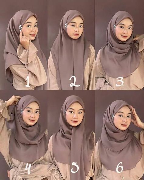 Outfit Ideas Muslim, Korean Style Hijab, How To Wear Hijab, Fesyen Islam, Simple Hijab Tutorial, Stile Hijab, Hijab Designs, Simple Hijab, Hijab Style Tutorial