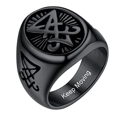 Lucifer Satanic Cool Pinky Ring Stainless Steel Gothic Jewelry Black Rings Size 7 Check more at https://animetee.com/product/lucifer-satanic-cool-pinky-ring-stainless-steel-gothic-jewelry-black-rings-size-7/ Power Sigils, Lucifer Ring, Satanic Jewelry, Leviathan Cross, Raven Skull Necklace, The Ring Face, Supernatural Power, Evil Eye Ring, Ring Men