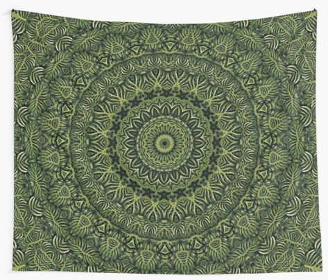 Green leaves mandala. Balance, nature and healing.  #walltapestry #mandalawalltapestry #greenmandala #roomdecor #cr6zym1nd #redbubble #greenleavesmandala Sesh Room, Leaves Mandala, Hippy Blanket, Mandala Wall Tapestry, Green Tapestry, Crate Decor, Apartment Deco, Sleeping Quarters, Uni Room